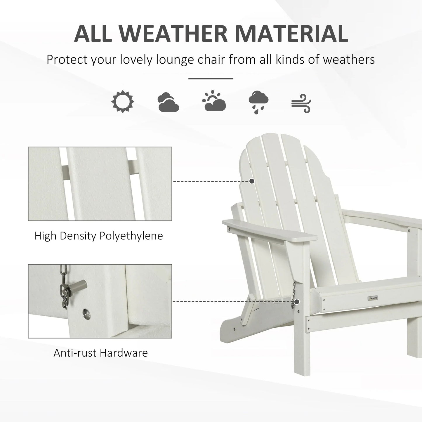 Sedia Adirondack pieghevole, sedie a sdraio in plastica HDPE per esterni per tutte le stagioni, per patio, terrazza e arredi da giardino