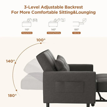 Canapé-lit convertible 3-en-1, Canapé-chaise dépliable, Lit pliant convertible pour salon