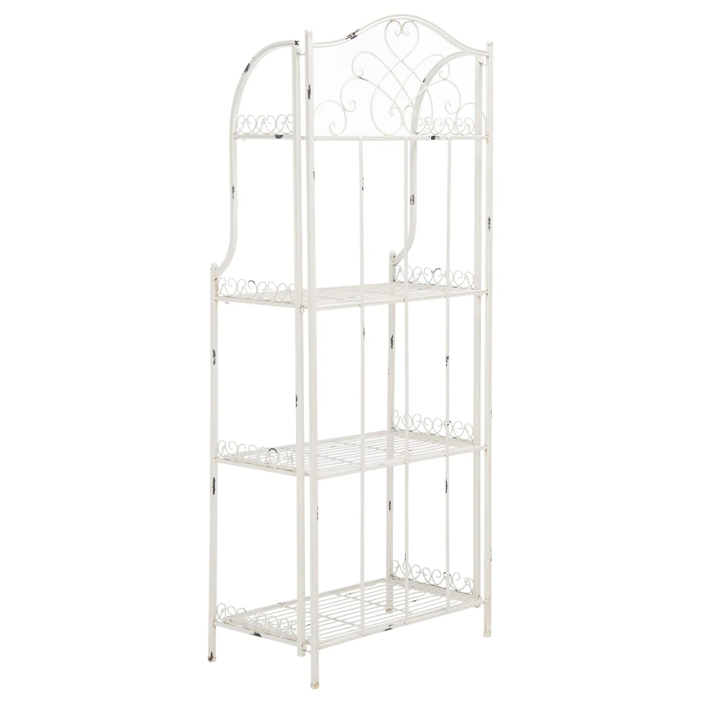 SAFAVIEH Bryn Scaffale da panettiere da esterno a 4 ripiani in ferro battuto vittoriano - 25 pollici L x 15 pollici P x 63 pollici H - 25 L x 15 P x 63 H