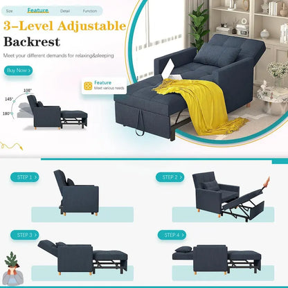AECOJOY Poltrona Letto 3 in 1 con Cuscino e Schienale Convertibile