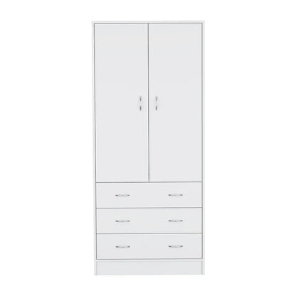 19 Armadio moderno a due ante con 3 cassetti e 1 asta appendiabiti per camera da letto