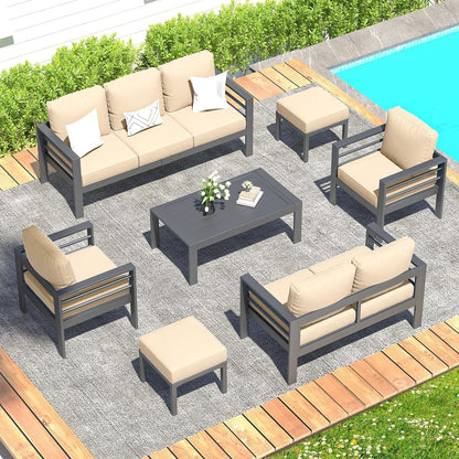 AECOJOY Set di mobili da giardino a 7 pezzi in alluminio Set da conversazione per esterni
