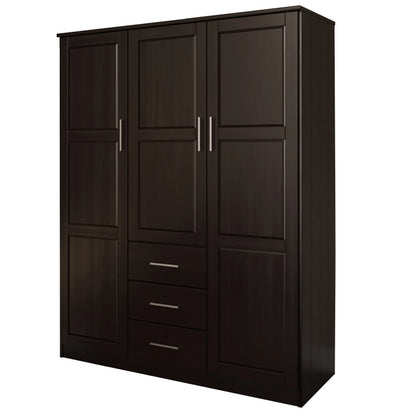 Palace Imports Armadio a 3 ante Cosmo 100% legno massello con ante in legno massello o a specchio