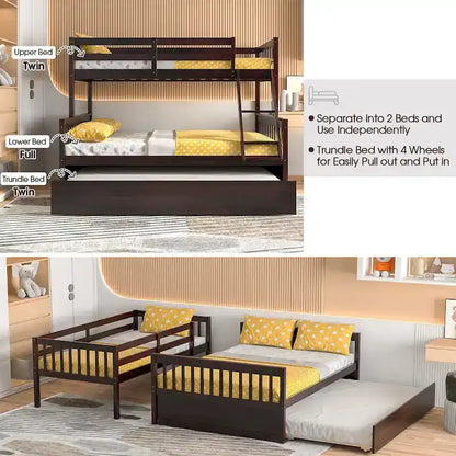 Gymax Letto a Castello Matrimoniale con Lettino Estraibile Convertibile a Piattaforma