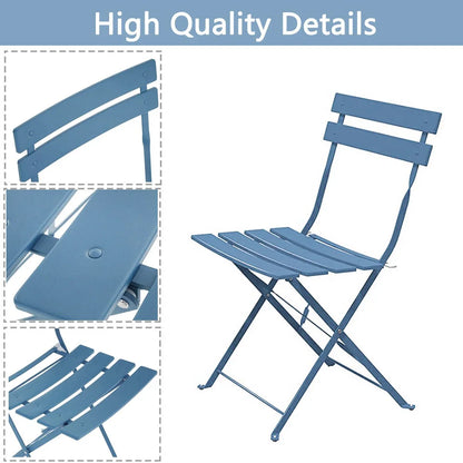 Set bistro pieghevole in metallo da 3 pezzi, set conversazione resistente alle intemperie per esterni/interni, per patio, cortile, giardino