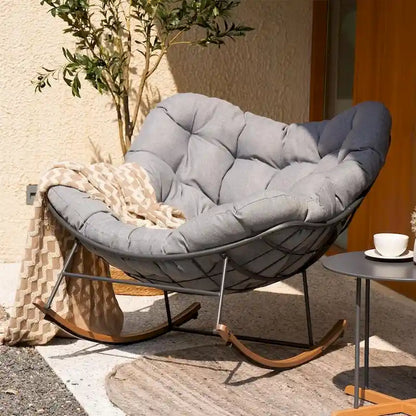Sedia a dondolo gigante da patio, sedia a forma di uovo per interni ed esterni, in stile libero, con cuscino, poltrona moderna per giardino, cortile