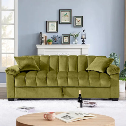Divano letto convertibile in velluto da 82,7" con 2 cuscini