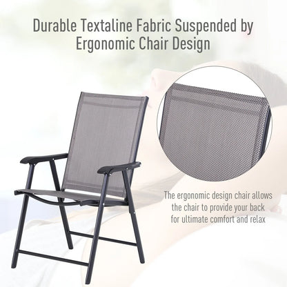 Set di 4 sedie pieghevoli Outsunny per patio, dal design semplice ed elegante, comode per terrazza, giardino, cortile e viaggio
