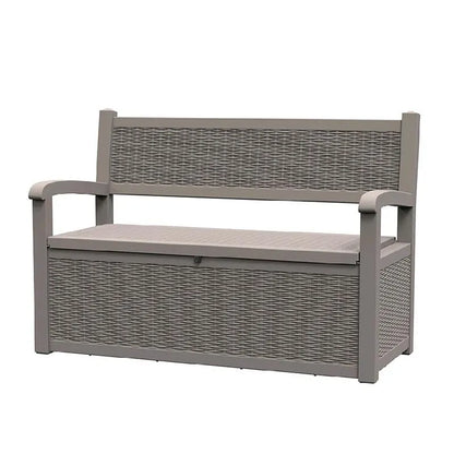 Panca contenitore in resina per tutte le stagioni con scomparto nascosto e chiudibile a chiave - Design effetto rattan, capacità 227 kg, contenitore da 265 litri