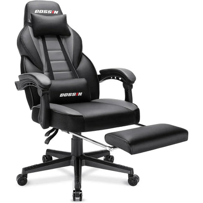 Sedia da gaming BOSSIN Racing Style, sedia da gamer per persone robuste fino a 136 kg, sedia da computer con schienale alto