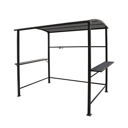 Gazebo da esterno con struttura in acciaio 1,5 x 2,4 m con tettoia per barbecue