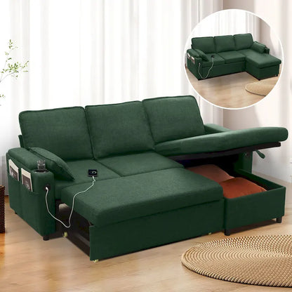 Divano letto a L da 80", Divano letto a scomparsa, Divano letto convertibile con penisola reversibile