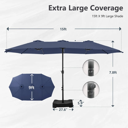 MAISON ARTS Ombrellone Doppio da 4,5 m, Extra Large, per Patio, con Base Inclusa