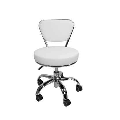 Tabouret court Dayton réglable de 13 à 15, avec dossier, blanc - N/A