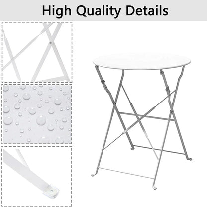 Set bistro pieghevole in metallo da 3 pezzi, set conversazione resistente alle intemperie per esterni/interni, per patio, cortile, giardino