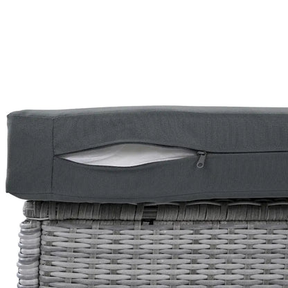 Set da esterni in rattan con tavolo regolabile, poltrone reclinabili e 2 pouf