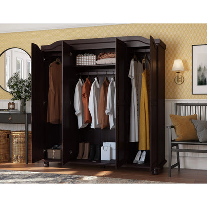 Palace Imports Armadio Kyle a 4 Ante in 100% Legno Massello con Ante in Legno Massello o a Specchio