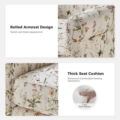 Poltrona girevole a dondolo Georg Comfortable Floral Fabric con braccioli arrotolati di HULALA HOME
