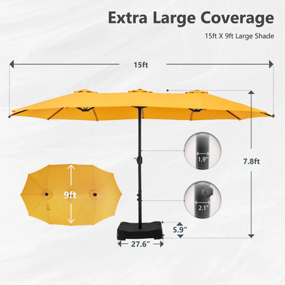 MAISON ARTS Ombrellone Doppio da 4,5 m, Extra Large, per Patio, con Base Inclusa