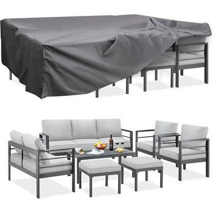 AECOJOY Set di mobili da giardino a 7 pezzi in alluminio Set da conversazione per esterni