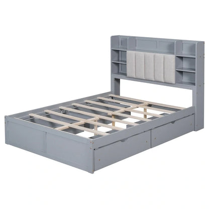Struttura letto con 4 cassetti contenitore portatili sotto il letto