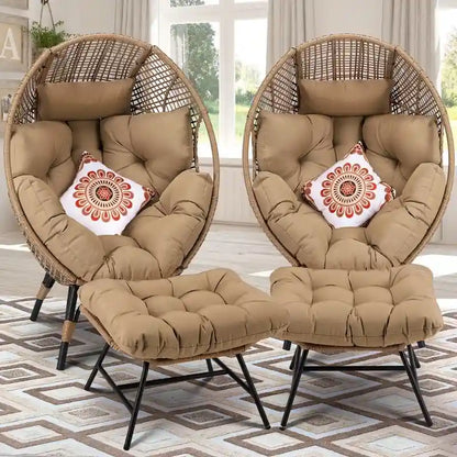 Sedia a Uovo da Interno FINCATI, Sedia a Uovo da Esterno da 440 libbre, Sedia a Uovo Oversize con Ottomana, Sedia a Uovo di Lusso Accogliente con Poggiapiedi