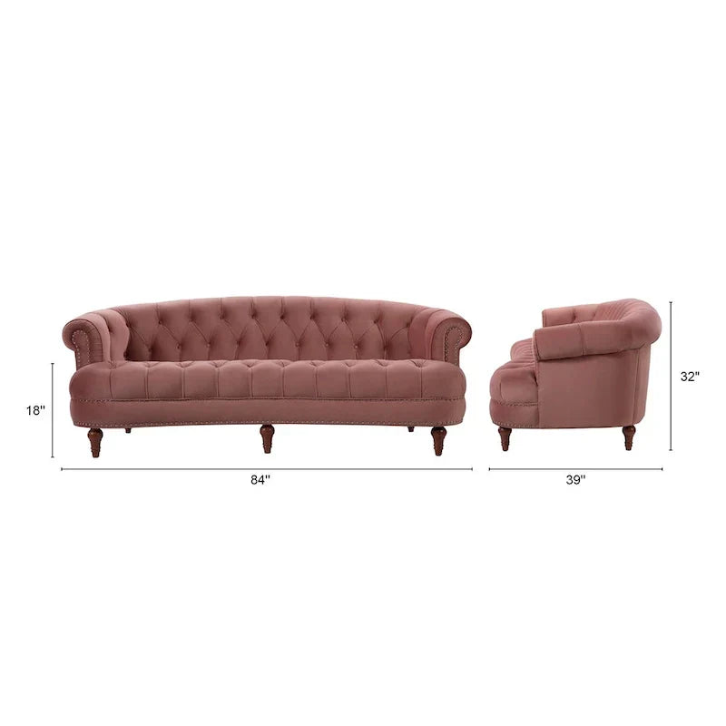 Divano Chesterfield trapuntato in velluto La Rosa 84 Mid-Century Modern