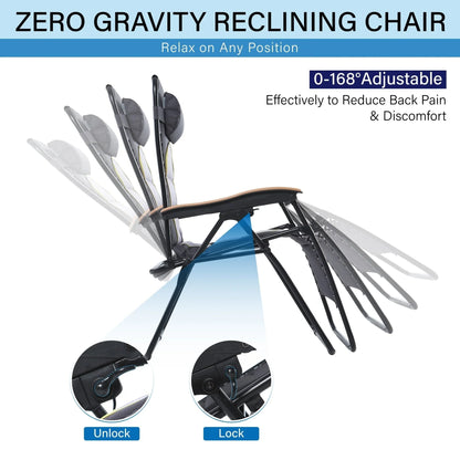 Sedia a sdraio oversize XL imbottita con gravità zero, bracciolo più largo, reclinabile regolabile con portabicchieri - N/D