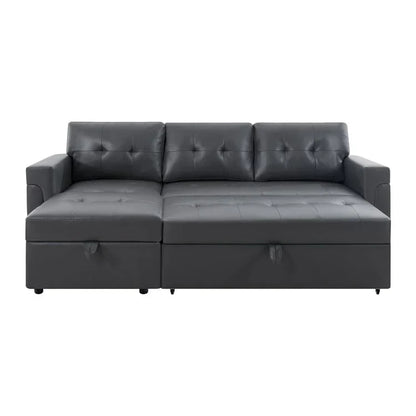 Divano componibile convertibile reversibile con letto estraibile, chaise longue con contenitore nascosto e gambe durevoli