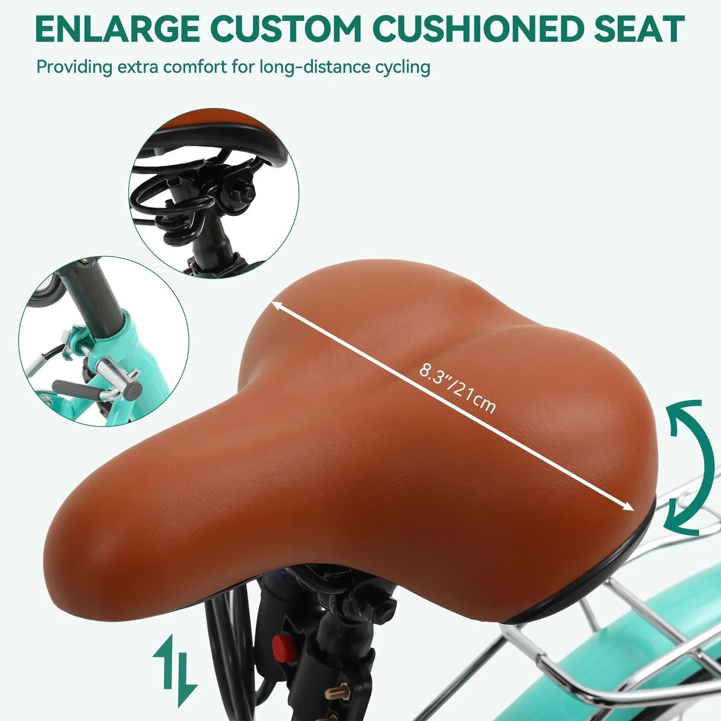 Moasis24/26 Bicicletta Cruiser a 7 velocità Regolabile con Telaio Ribassato, per Pendolari