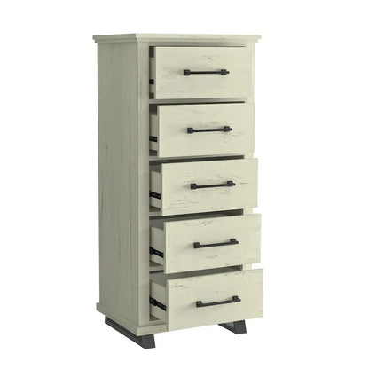 Set camera da letto 4 pezzi stile rustico - 2 comodini, 1 cassettone e 1 comò