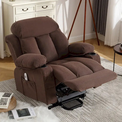 Poltrona reclinabile elettrica Grey Power con massaggio riscaldante, ricarica USB, telecomando e comode tasche laterali per anziani
