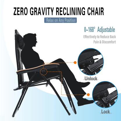 Sedia a sdraio oversize XL imbottita con gravità zero, bracciolo più largo, reclinabile regolabile con portabicchieri - N/D