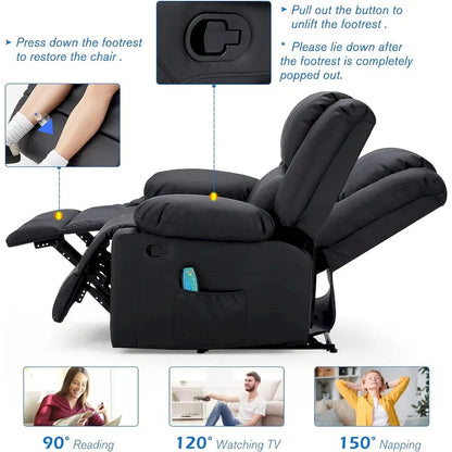 Causeuse inclinable 2 places avec fonction de chauffage et de massage