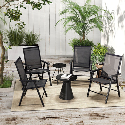Set di 4 sedie pieghevoli Outsunny per patio, dal design semplice ed elegante, comode per terrazza, giardino, cortile e viaggio