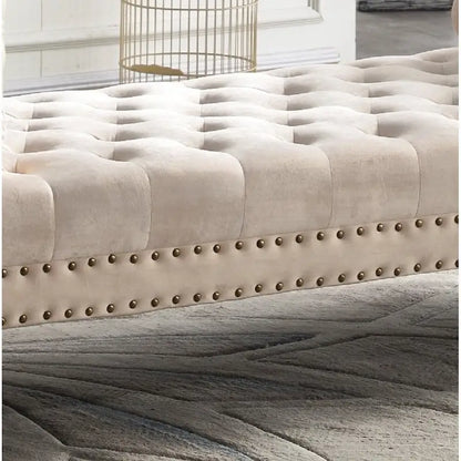 Banc rembourré en velours capitonné surdimensionné avec accoudoirs arrondis de 71 pouces
