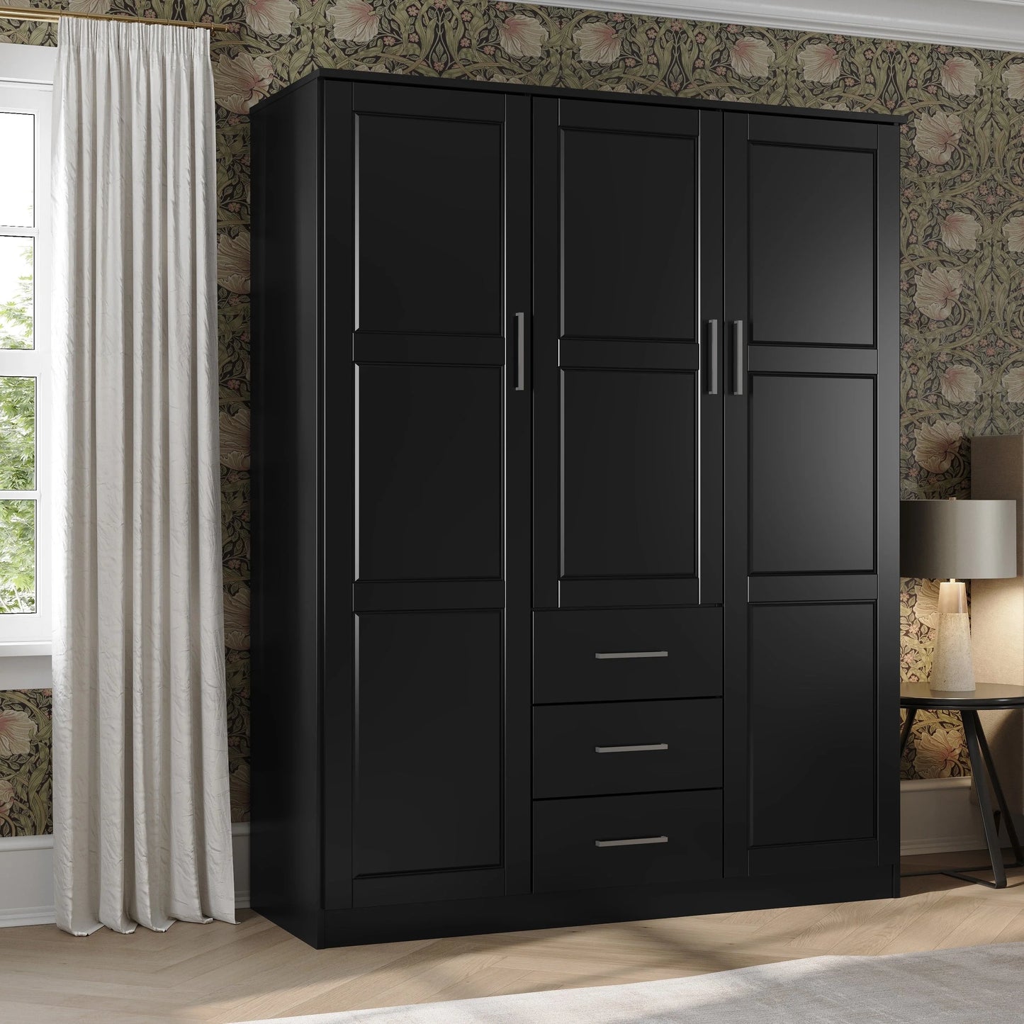 Palace Imports Armadio a 3 ante Cosmo 100% legno massello con ante in legno massello o a specchio