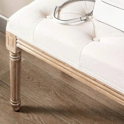 Panca/Poggiapiedi Rettangolare Trapuntata Extra Lunga 48 - Beige