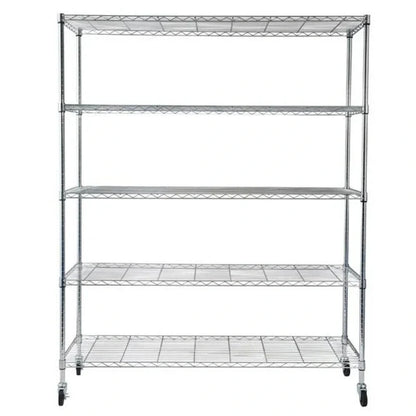 Scaffalatura in acciaio a 5 ripiani con ruote - (59.06 x 17.72 x 70.87)