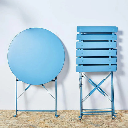 Set bistro pieghevole in metallo da 3 pezzi, set conversazione resistente alle intemperie per esterni/interni, per patio, cortile, giardino