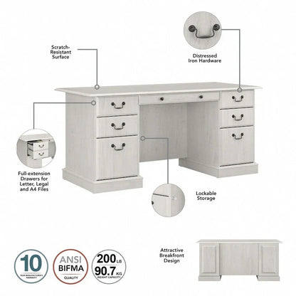 Scrivania Direzionale Bush Furniture Saratoga con Cassetti e Vani Contenitori