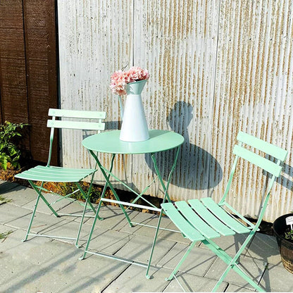 Set bistro pieghevole in metallo da 3 pezzi, set conversazione resistente alle intemperie per esterni/interni, per patio, cortile, giardino