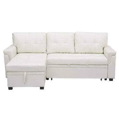 Divano componibile convertibile reversibile con letto estraibile, chaise longue con contenitore nascosto e gambe durevoli