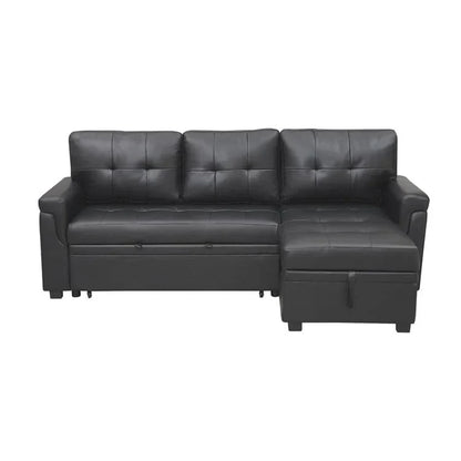 Divano componibile convertibile reversibile con letto estraibile, chaise longue con contenitore nascosto e gambe durevoli