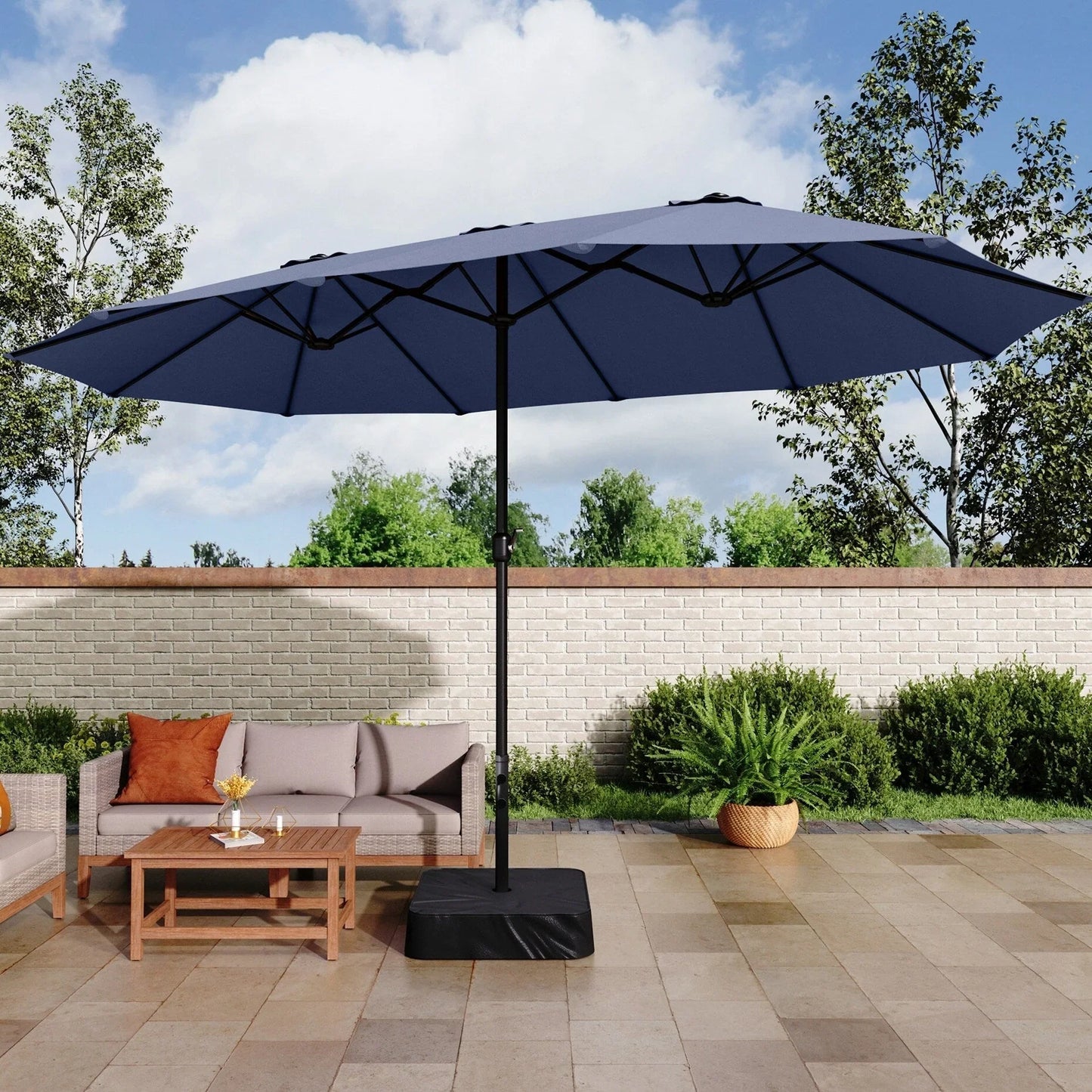 MAISON ARTS Ombrellone Doppio da 4,5 m, Extra Large, per Patio, con Base Inclusa