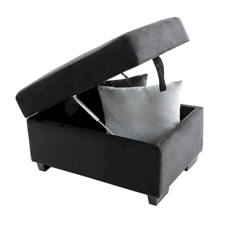 Canapé d'angle convertible 5 places en L 84,75 po avec pouf de rangement, rangement de bras dissimulé et chargement USB pour salon