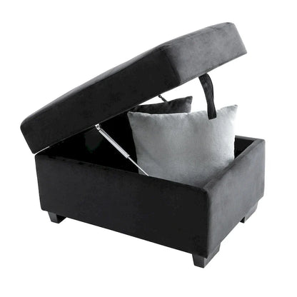 Canapé d'angle convertible 5 places en L 84,75 po avec pouf de rangement, rangement de bras dissimulé et chargement USB pour salon