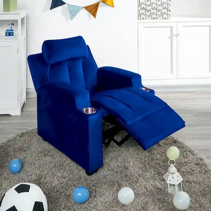 Poltrona reclinabile deluxe per bambini con poggiapiedi, poggiatesta e 2 portabicchieri, in microfibra, per bambini dai 3 anni in su