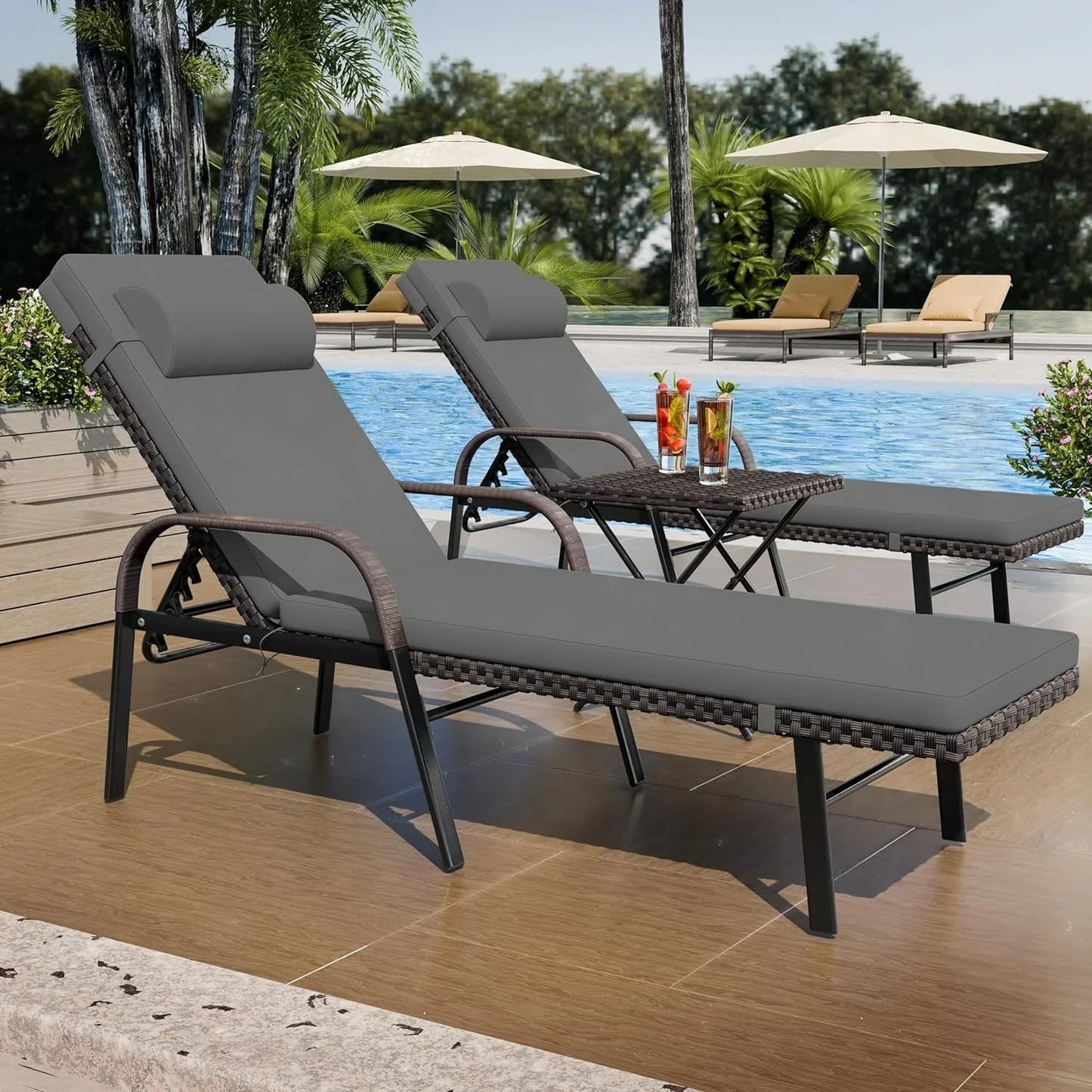 Set di 3 Chaise Lounge da Esterno Kullavik