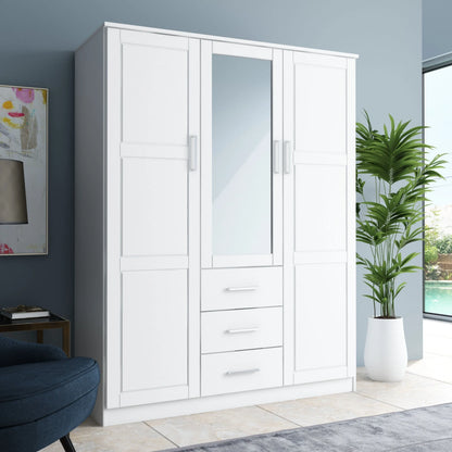 Palace Imports Armadio a 3 ante Cosmo 100% legno massello con ante in legno massello o a specchio